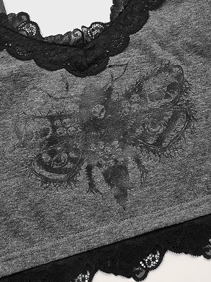 SOLY HUX Women's Y2k Gothic Lace Trim Cami Crop Top Sleeveless Sexy Tank Tops Camisole Clubwear Outf