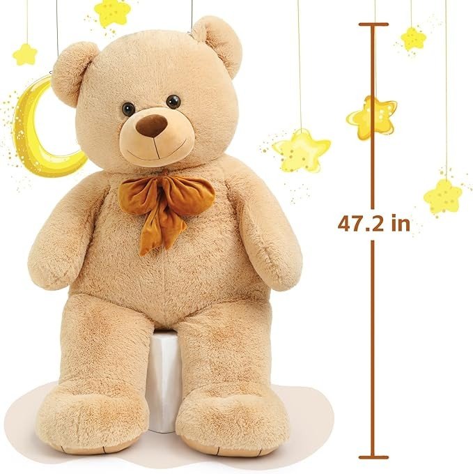 Tezituor Giant Teddy Bear, 4 Feet Soft Big Stuffed Animal Life Size 47 Inch Plush Bear Toy Valentine