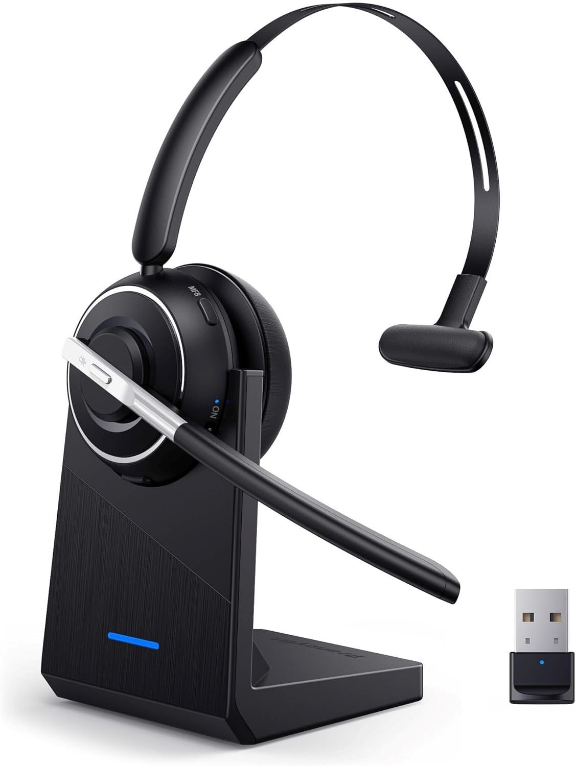 Bluetooth Headset, Wireless Headset with Microphone for PC, V5.2 Computer Headset with Noise Cancell