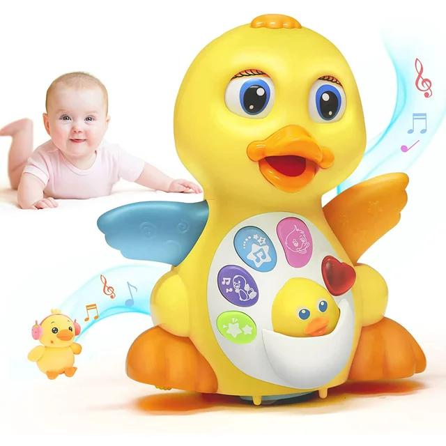 HANMUN Baby Toys Baby Musical Learning Toy Dancing Walking Duck Toy with Music and Lights, Infant Li