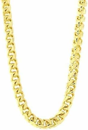 14K REAL Yellow Gold 5.00mm Shiny SOLID Diamond-Cut Round Franco Chain Necklace Or Bracelet for Pend