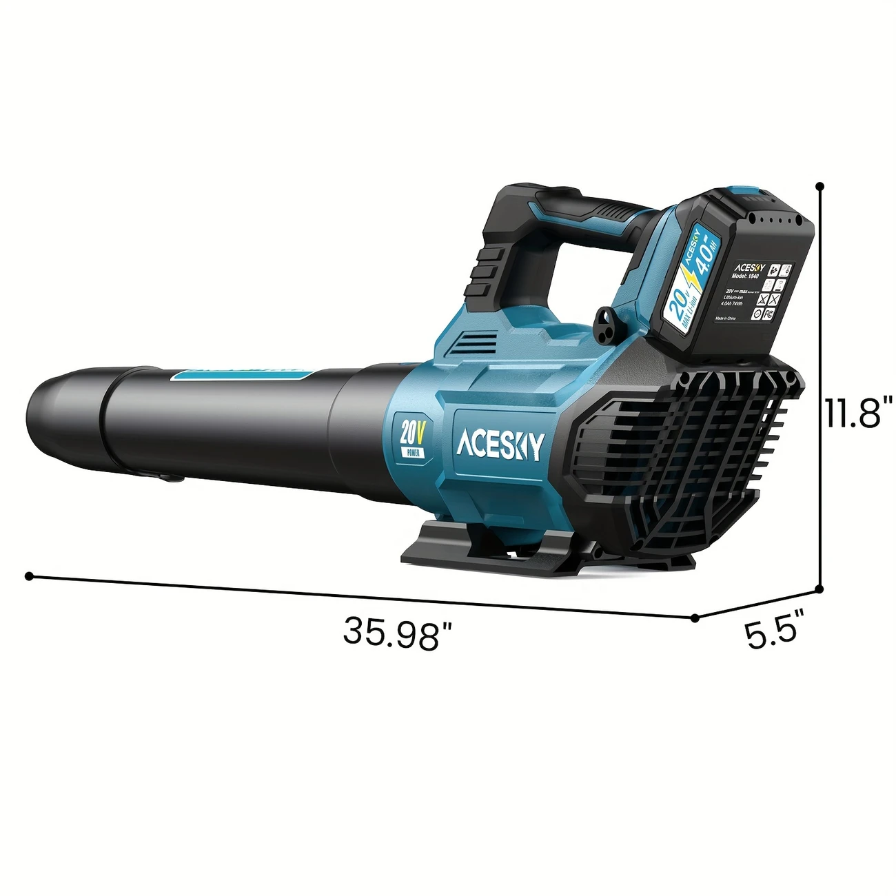 Cordless Electric Leaf Blower with 2x4.0Ah Batteries, 580CFM/160MPH, 3 Speed Levels & Extension Nozz
