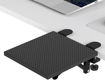 Ergonomics Desk Extender Tray, 9.5x9.1" Punch-Free Clamp on, Foldable Keyboard Drawer Tray, Table Mo