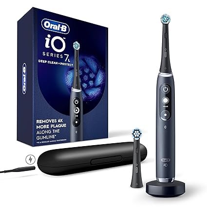 Oral-B iO Deep Clean + Protect Rechargeable Electric Toothbrush, Black with a iO Series 7 Toothbrush