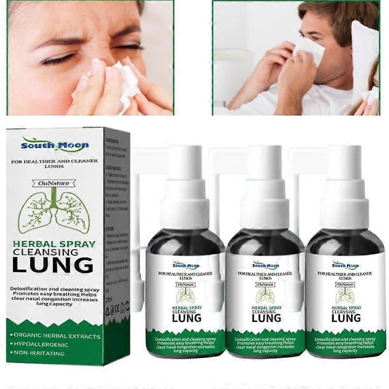 3x Herbal Lung Cleanse Spray Mist-Powerful Lung Support Clean Inflammation Relieve Spray Herbal Sore