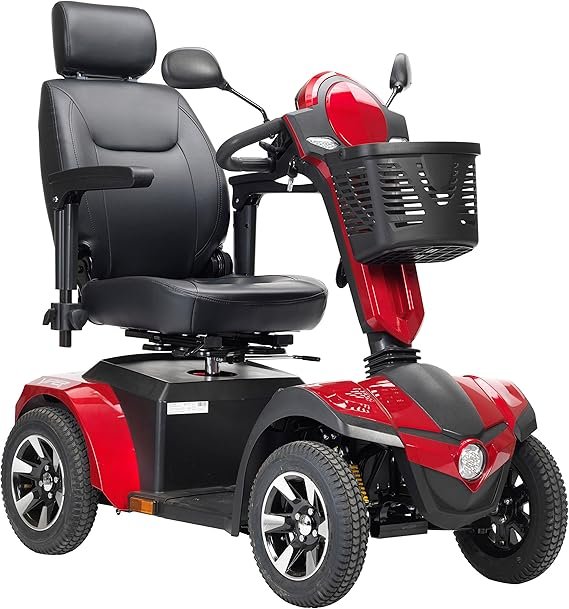 Drive Medical Panther Captain Seat 4 Wheel Heavy Duty Scooter, Red, 20 Inch