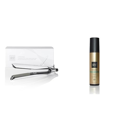 ghd Chronos Power DUO Fine Hair - 1" Flat Iron White with Bodyguard Heat Protectant for Fine Hair (4