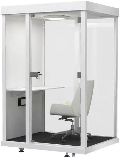 Portable Office Soundproof Noise Reduction Booth, 3 Sided Transparent Design, Movable Room for Priva