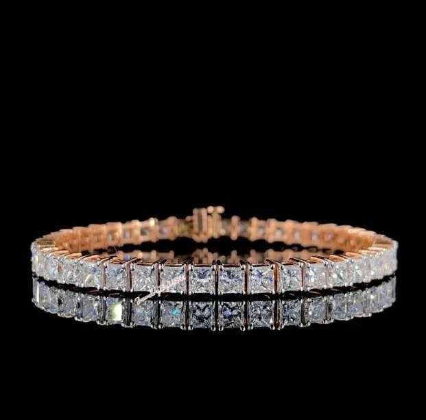 MENS WOMEN'S 9ct Princess Cut Lab Grown Diamond Tennis Bracelet 925 Silver GIFT