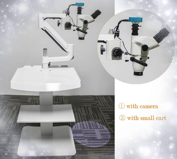 Dental Operating ENT Stereo Binocular Microscope Camera 5W LED Lamp+Mobile Cart