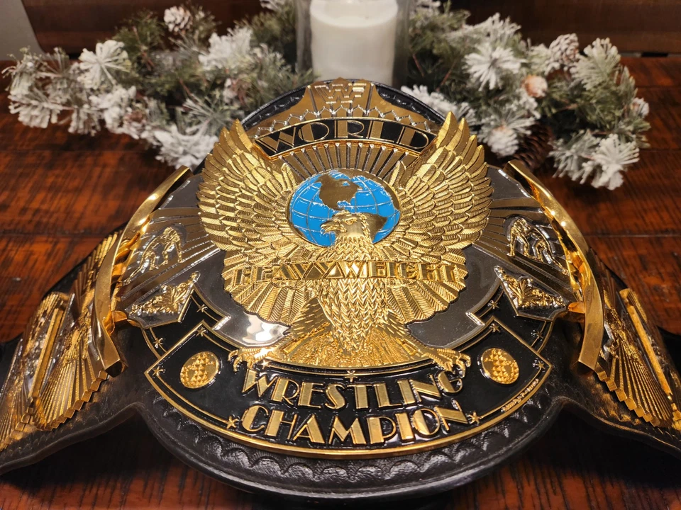 Real Premium Art WWF WHC Gold Leather Winged Eagle Heavyweight Championship Belt