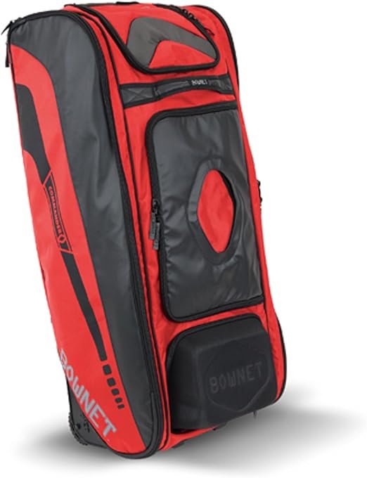 Bownet Commander Catcher’s Bag – Wheeled Baseball & Softball Gear Bag w/Helmet & Bat Storage, 14 Poc